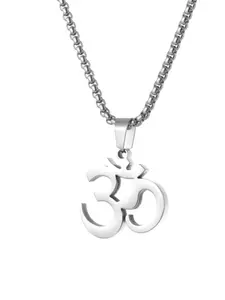 Classic Buddha Yoga Om Symbol Pendant Necklace for Men, Stainless Steel Prayer Jewelry, Spiritual and Stylish Accessory, Daily Wear Necklace, Inspirational Jewelry, Breathable Summer Tops