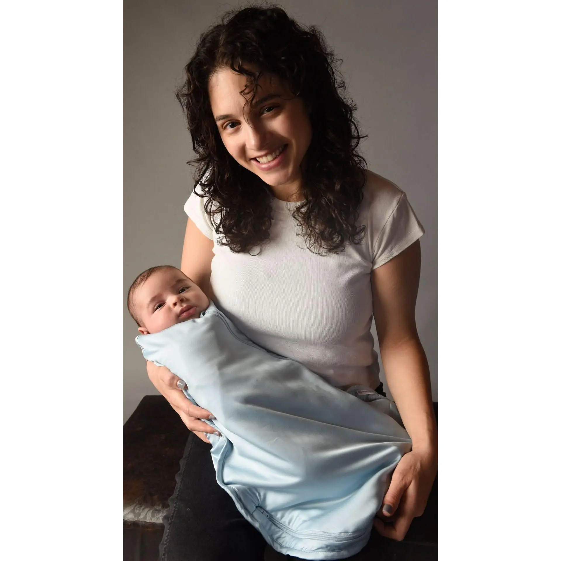 Theta Pouch Organic Bamboo Baby Sleep Sack - Misty Blue | SmartKnit Technology | Breathable, Moisture-Wicking, Hypoallergenic Wearable Blanket | Baby Sleepwear Essentials | Unisex Sleeveless Sleep Bag