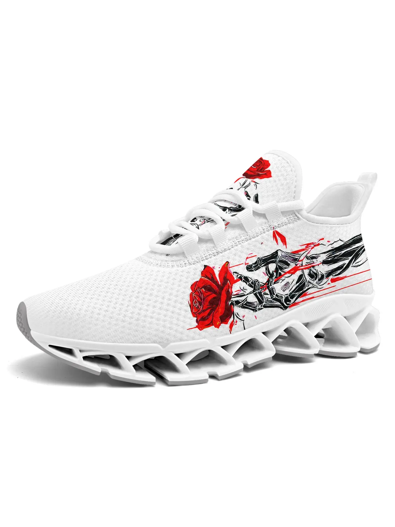 Men's Running Shoes, Skull and Roses Lightweight Comfortable Fashion Sneakers for Men, Gym Training Sport Walking Shoes Suitable for All Seasons, Fashionable Running Shoes