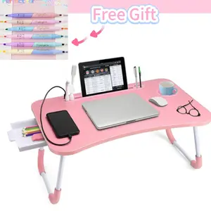 Ultra Large Portable Laptop Bed Table - Multi functional tray holder with cup holder and drawer, - Perfect for eating, reading, and writing on beds, sofas, floors - Stable, durable, and foldable