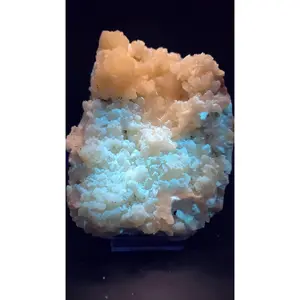 Stilbite Formation with UV Reactive Calcite Druzy – Maharashtra, India – 2.88 lbs