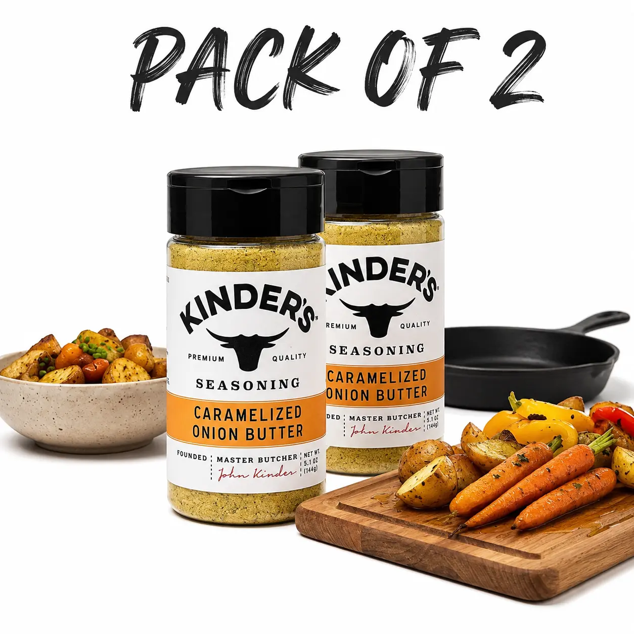 Pack of 2 Kinders Caramelized Onion Butter Seasoning  - Premium Quality for Cooking & Flavor Enhancement