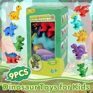 9PCS Mold Free Dinosaur Toys Bathtub Shower Toys Bathing Water Play Toy for Kids Birthday Gifts Mold-Resistant