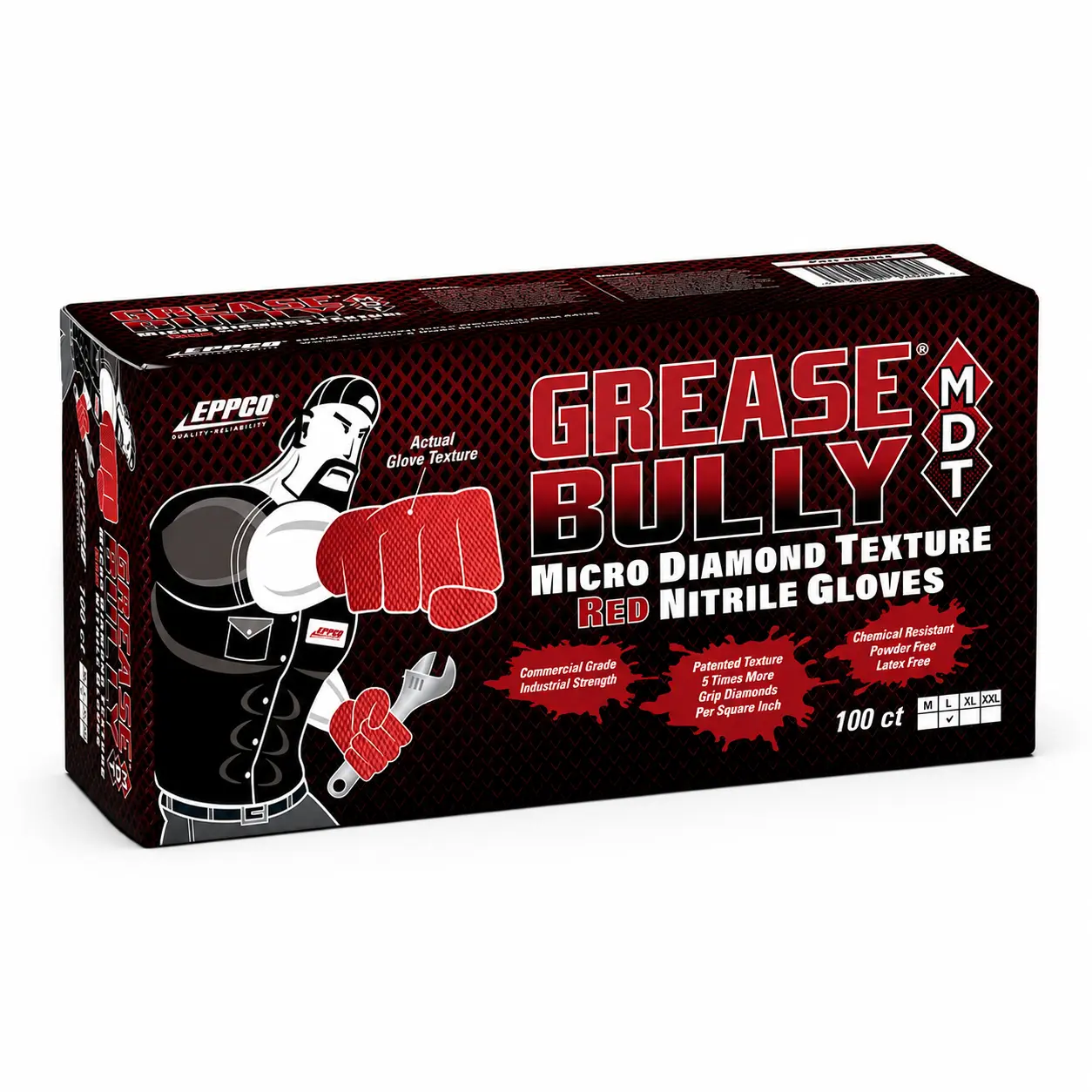 Eppco Grease Bully 7 Mil - Red Micro Diamond Texture Gloves