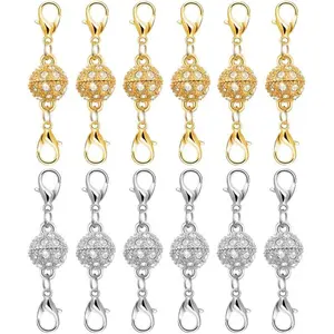 Magnetic Necklace Clasps with Lobster Clasp  & Extender for Necklaces Bracelets Easy-to-Use Closures (12Pcs | Ball)
