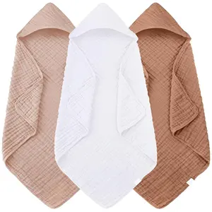 Baby Bath Towels 3 Pack 100% Pure Cotton Soft Low Saturation Pink Classic White for Newborns Infants Toddlers 32x32inch Light Pink White