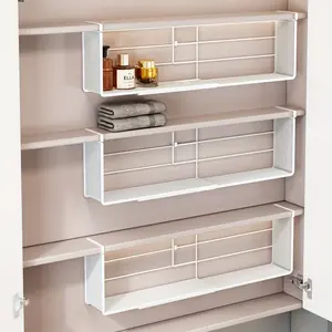 1PC Under Cabinet Hanging Storage Organizer for Mirror Cabinet, Layered Dividers & Baskets, Bathroom Vanity Makeup Holder, Toilet Storage Solution