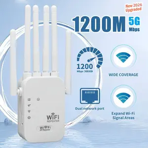 WiFi Extender 2026, 1200Mbps Dual Band (5GHz/2.4GHz) Signal Booster, Covers 10,000 sq. ft & 50 Devices, Repeater with Ethernet Port for Home, Gifts