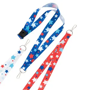 Patriotic Star Print Lanyards - 12 Pc.