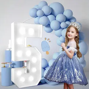 2.4FT/28.74in Marquee Light up Numbers Marquee Number 5 with White Lights for Birthday Large Frame Letter Cardboard Pre-Cut Giant Cut-Out Thick Foam Board Sign DIY Decorations