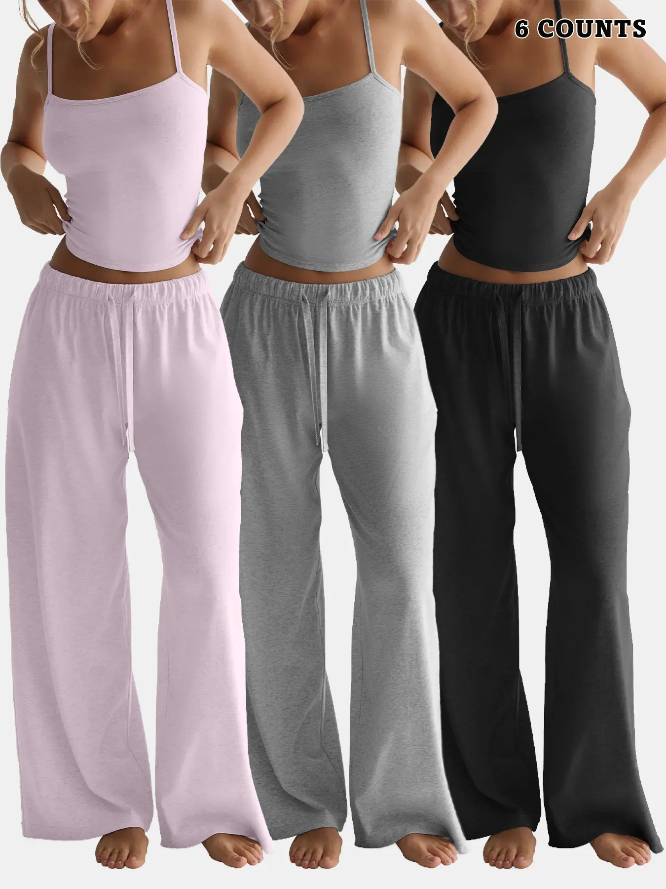 Women's Two-Piece Set, Sleeveless Vest and Wide-Leg Pants, Comfortable Breathable Pjs Sleepwear, Loungewear, Casual Home, Perfect for Daily Wear