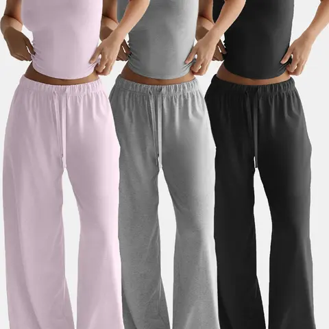 Women's Two-Piece Set, Sleeveless Vest and Wide-Leg Pants, Comfortable Breathable Pjs Sleepwear, Loungewear, Casual Home, Perfect for Daily Wear