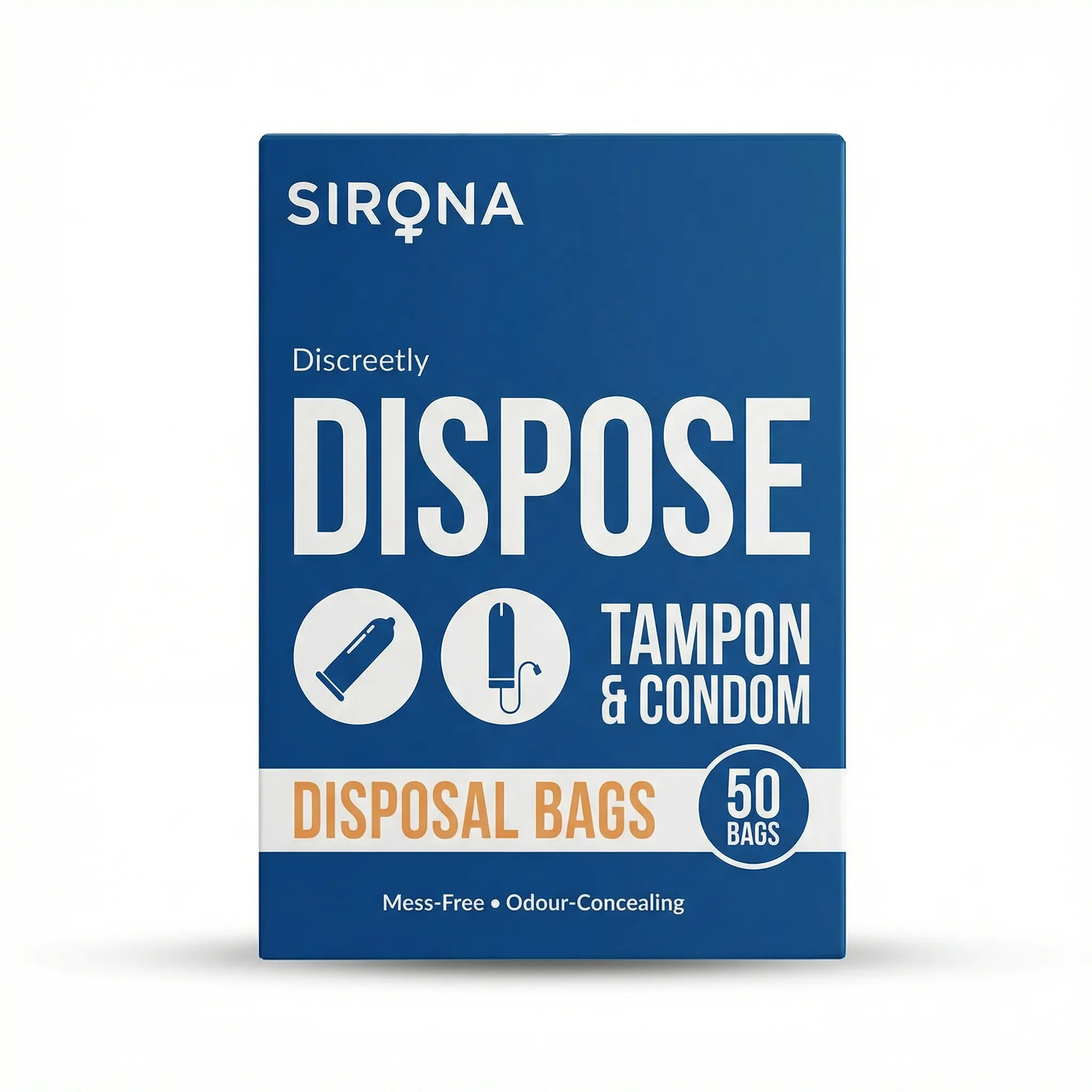 Sirona Condom and Tampon Disposal Bags - 50 Bags | for Discreet Disposal of Tampons and Condoms | Bathroom Trash Bag