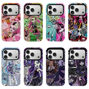 Monster High Sticker Collage Phone Case, Gothic Y2K Monster Doll Full Print Shockproof Cover, Grunge Nostalgic Edgy Girly Shell for iPhone11 12 13 14 15 16 17pro max and Samsung S21-S26 .Perfect for Her/Him Girly Phone Caseslovely stylish gift