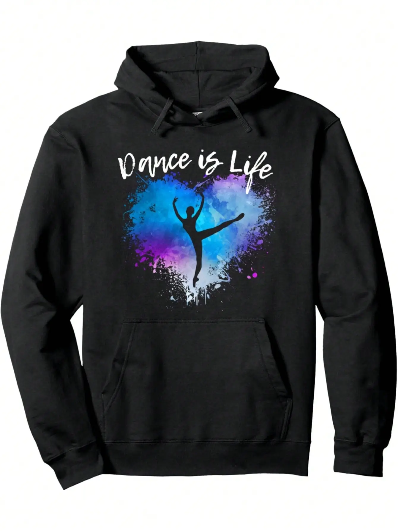 Women's 'Dance is Life' Graphic Hoodie, Casual Longsleeve Pullover Sweatshirt, Soft Fashion Piece for Everyday Outfits and Joggers, Longsleeves, Printed, Women's Clothes, Relaxed Cut, Prints, Tops, Long Sleeve, 3Xl, Fabric, Personalized Look, Soft Fabric,