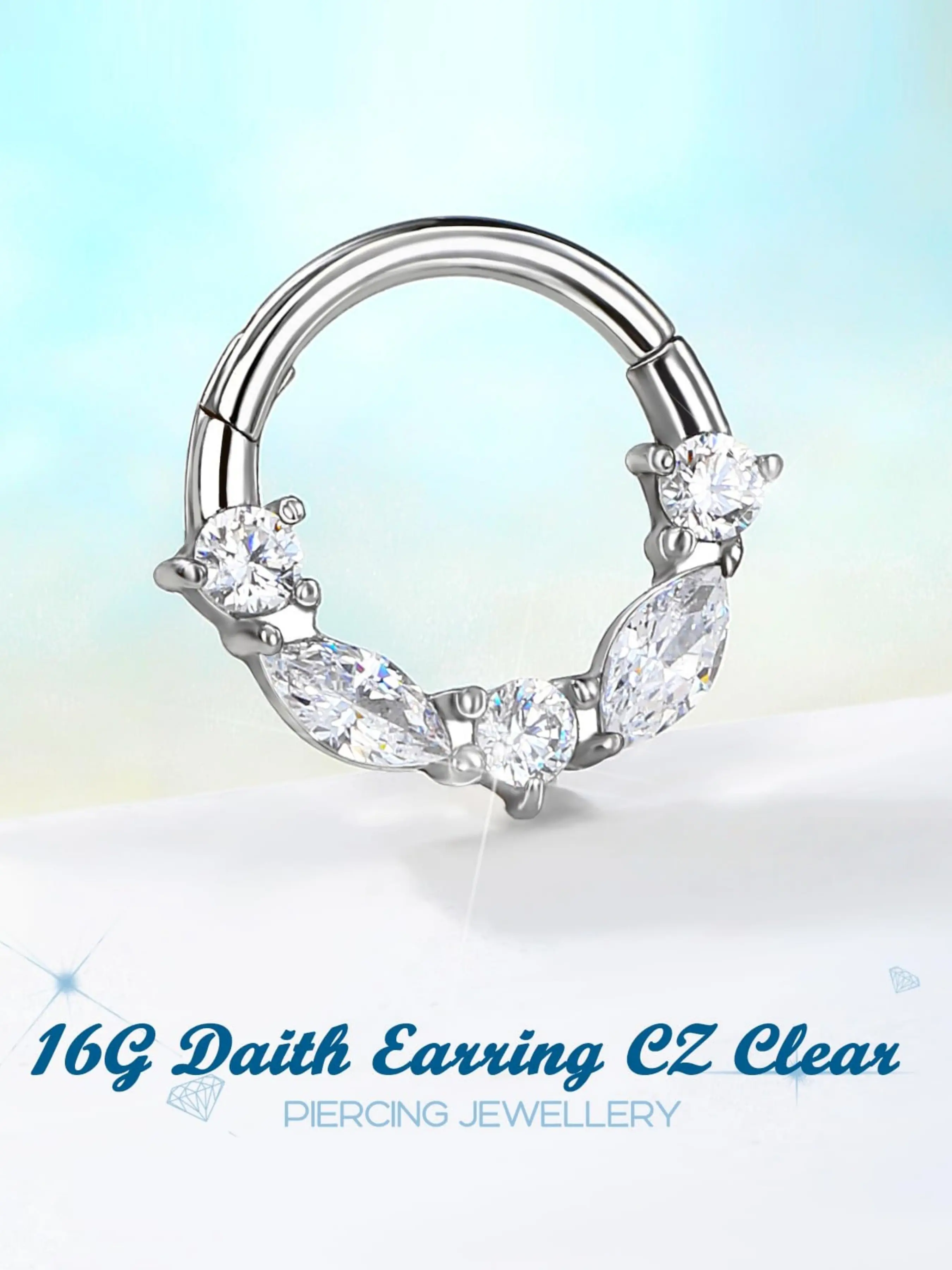 1pc 16g Titanium Nose Ring, G23 Medical Steel Daisy Jewelry, Transparent Zirconia Daisy Earrings, Spiral Cartilage Piercing for Women, Nose Rings Hoops