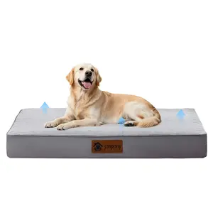 JONPONY 35 Inch Orthopedic Dog Bed for Large Dogs, Removable Washable Cover, Non Slip Bottom Waterproof Liner, Egg Crate Foam Pet Bed Mat for Crates, Gray