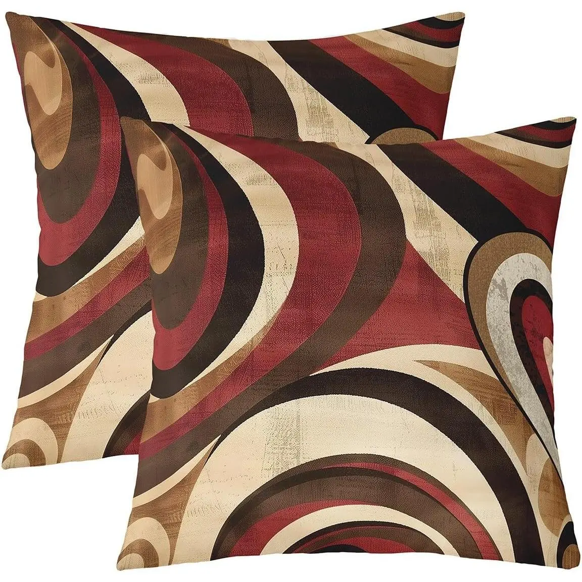 Stripes Circle Square Cushion Covers Set Burgundy Brown Reversible Throw Pillow Covers Decor Abstract Pillow Covers Home Decor Geometric