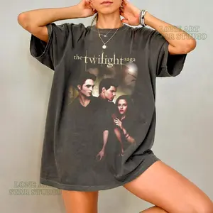 [Sale Up To 45%] Vintage Movie Graphic TShirt, Retro Twilight Merch T-Shirt, Gift For Book Lover t Saga, Vampires Wolves Romance Shirt