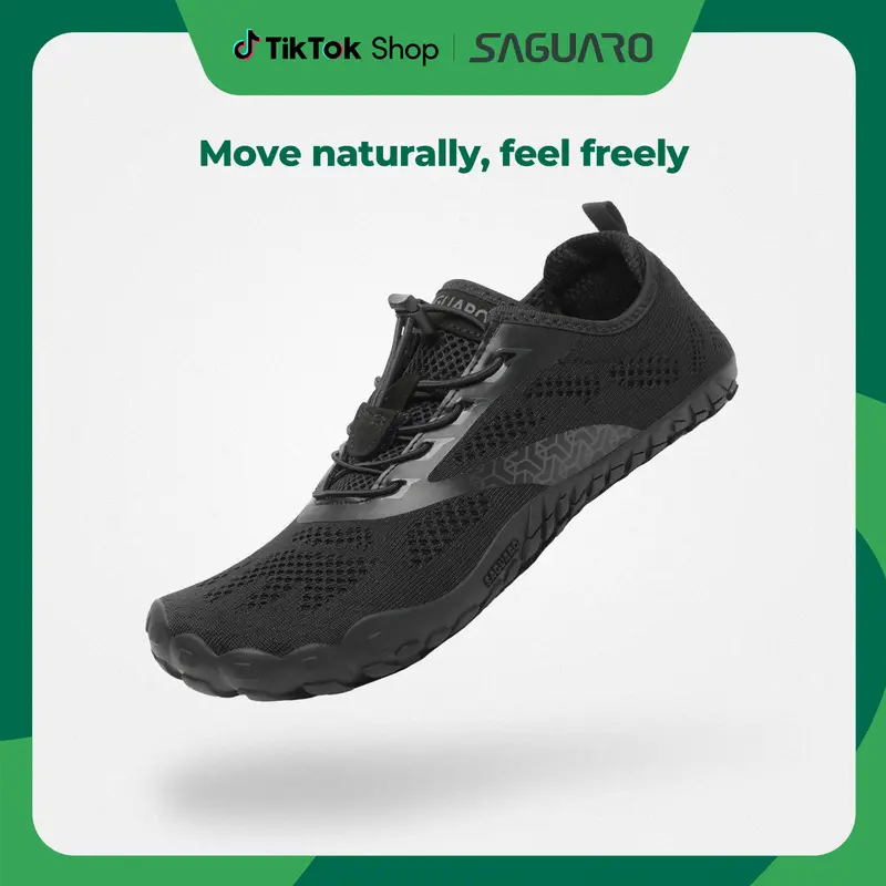 SAGUARO Smart Minimalist Trainer Runner Shoes - Men's & Female, Wide Toe Box, 0 Drop, Lightweight Breathable Antimicrobial Fabric, Elastic Band, Ankle Support, Off-Road Fashion Travel Casual Sneakers, Summer Gift, Barefoot Shoes, Sohochic