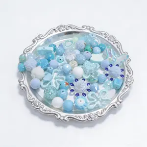 50 Pieces Sea Salt Ice Blue Dopamine Beads, DIY Accessories for Bracelets Phone Chains Keychains, Perfect for Craft Lovers, DIY Beading Accessories