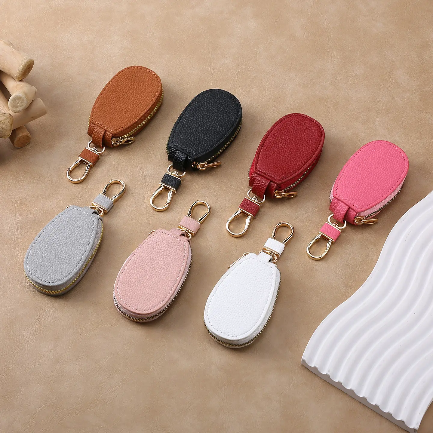 Unisex PU Leather Mini Car Key Bag - Car Key Holders, Creative Fashion Simple Pendant Keychain with Multiple Color Options, Car Key Accessory, Key Holder For Car