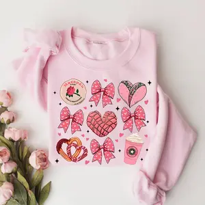 Valentine Concha Pan Dulce Shirt – cute Mexican Valentine tee for bread lovers, coquette bow style, perfect romantic gift for her on Valentine’s Day.
