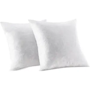 18x18 Feather Throw Pillow Inserts (Pack of 2) - Soft Decorative Pillow for Sofa, Bed, Couch - Feather and Down Square Euro Pillows