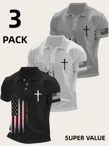 Breathable Quick-Dry Golf Casual Shirt, Tie Dye Short Sleeve, Lightweight Elastic Polyester, Summer Office Wear, Daily Fashion, Casual Golf Polo