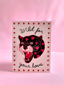 Steph Marie Art Wild For Your Love Greeting Card Eco Friendly Handcrafted 5x6 75 Folded Card With Kraft Envelope And Mini Art Print Inside