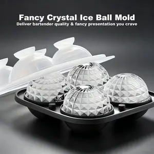 Silicone Ball Ice Cube Mold with Funnel, Durable Cocktail Accessory for Whiskey, Bourbon, Brandy, Slow Melt Ice Balls for Cold Drinks