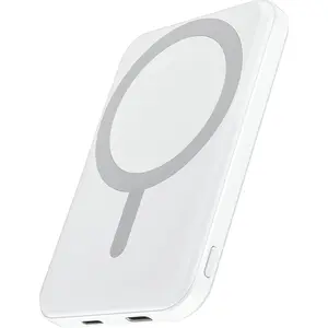 for Magsafe Battery Pack, 5000mAh Magnetic Power Bank with Type-C Cable 20W PD Fast Charging Lighting Input Wireless Portable Charger for iPhone 17/16/15/14/13/12/ All Series-Snow White