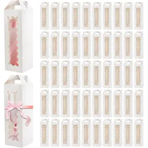 50 Pack  Box for Sublimation, Transparent Tumbler Wrapping Boxes, Glass Packaging Exhibition Box with Handle, Heat Press Blank Boxes for 20oz/30oz  Bottle Cup Jars, Birthday Presents
