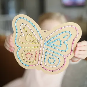 Butterfly Yarn DIY Kit for Kids, Yarn Art for Girls, Ages 4-10, Craft Set for Girls who Love Art, Butterfly Room Decor