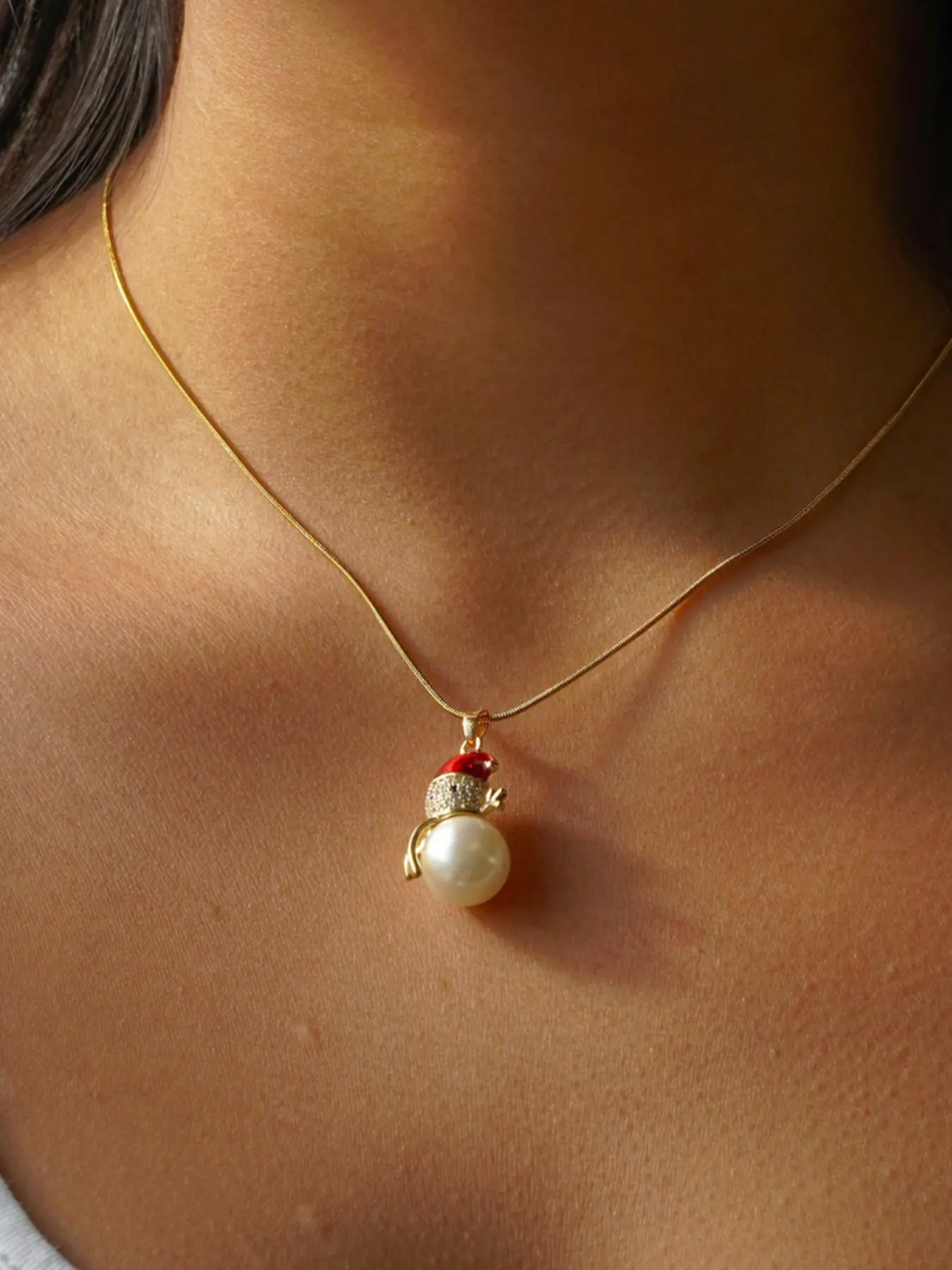 [Christmas Gift] Silver Color Snowman Necklace, Simple Fashionable Cute Jewelry, Perfect Holiday Present for Women & Girls