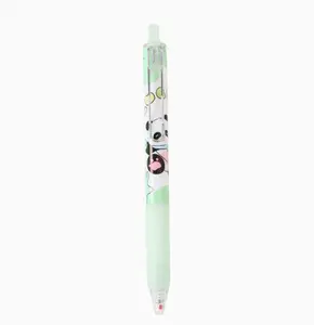 New cartoon panda boxed push-button pen, cute metal clip, push-button neutral pen, black ballpoint pen, ST0.5