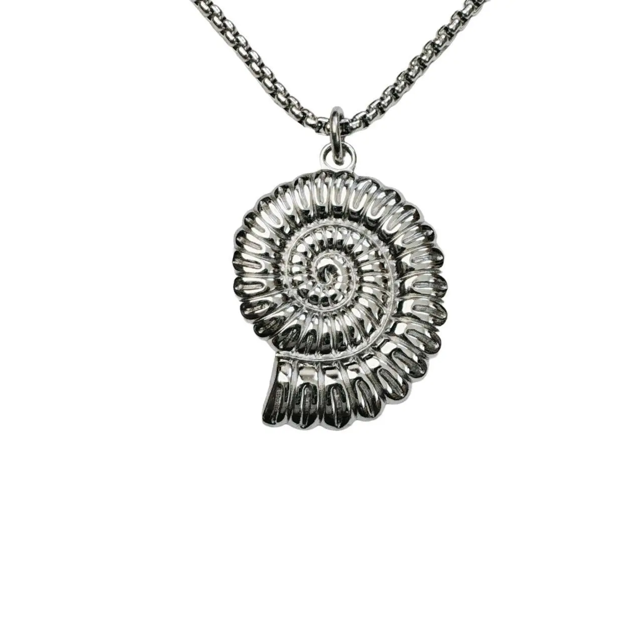 silver large ammonite necklace silver large ammonite necklace