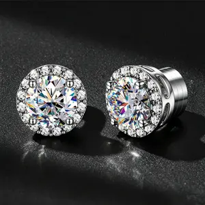 1/2 Pairs Magnetic Stud Earrings for Men Women,Round & Square DesignsStainless Steel Clip Earrings Non Pierced Magnet Nose Stud Piercings,Ideal Gift