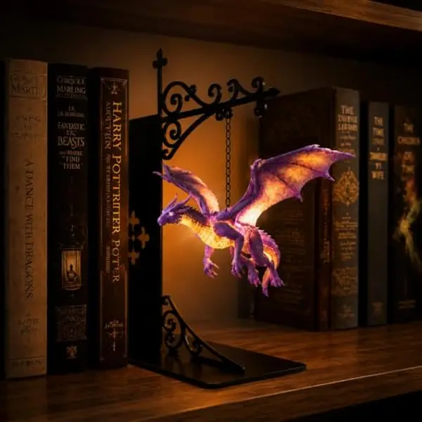Magical Floating Dragon Bookshelf Nook Light,Dragon Bookshelf Lamp Floating Dragon Visual Effect, Magical Atmosphere, Warm LED Night Light, Reading Nook Decor, Gift For Fantasy Book Lovers