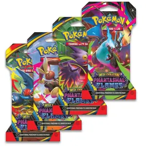 (4) Phantasmal Flames Sleeved Booster Pack Art Bundle - ME02: Phantasmal Flames (PFL) - Trading Card Game Pokemon