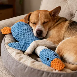 Vitscan Upgraded Goose Dog Toy Crinkle Squeaky Plush for Small Medium Large Breed Chewers with Orange Beak and Scratching Features