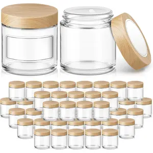 4 oz Glass Jar with , 48 Pack Small Glass Candle Jars with  & Sticker, Empty  Containers for Sample, Cream, , Lotion, Ointments(Plastic Woodgrain)