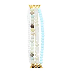 Turquoise Beaded Pre-Layered Apple Watch Band - 38–41mm Stretch Smart Watch Strap Replacement – Colorful Wristband for Women - Perfect for Gift