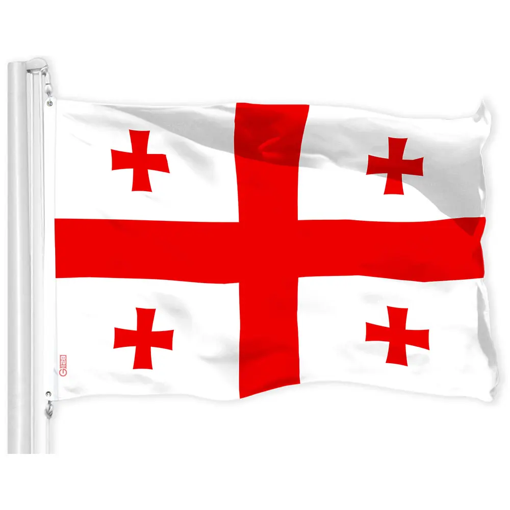 G128 Georgia Georgian Flag | 3x5 Ft | LiteWeave Pro Series Printed 150D Polyester | Country Flag, Indoor/Outdoor, Vibrant Colors, Brass Grommets