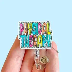 Glitter My Badge Physical Therapy badge reel for nurse and hospital workers. Badge clip Badge pull - Retractable swivel clip with a 360 rotation. Great gift for coworker. PT Physical Therapist