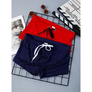Men's Casual Boxer Bathing Suit Shorts - 2-Pack, Double-Layer Front Protection, Athletic Swimsuit Shorts, Men's Underwear Swim Bottoms