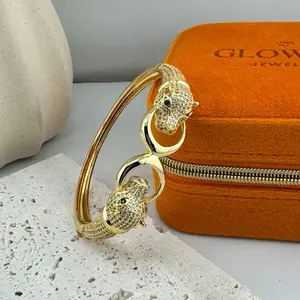 Gold Panther Bracelet – 14K Gold Plated - Waterproof Crystal Statement Jewelry | Glowra