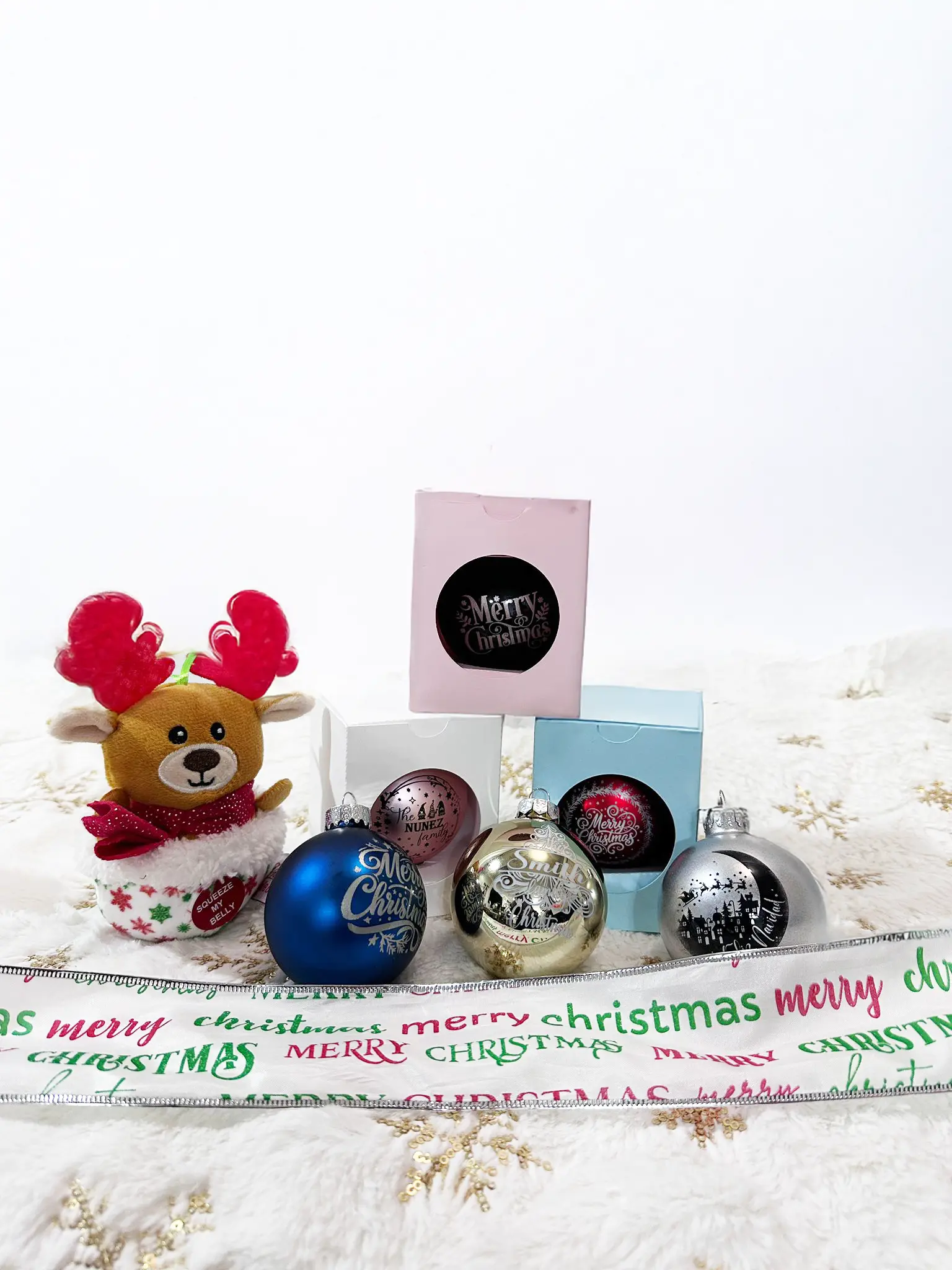 Christmas Tree Ornament + Custom Ornament + Glass Ball + Custom Gift+ Family Christmas Tree Decor + Merry Round Traditional ball ornament