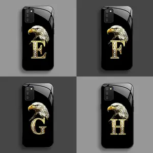Suitable for [Galaxy A03s] New high-end domineering bald eagle letter glass mobile phone case New business simple metal paint electroplated glass mobile phone case Affordable anti-fall and anti-fingerprint 995