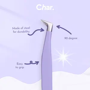 Char. 90 Degree Soft Touch Tweezer for Char's WISP Lashes - Steel Construction for Durability and Precision